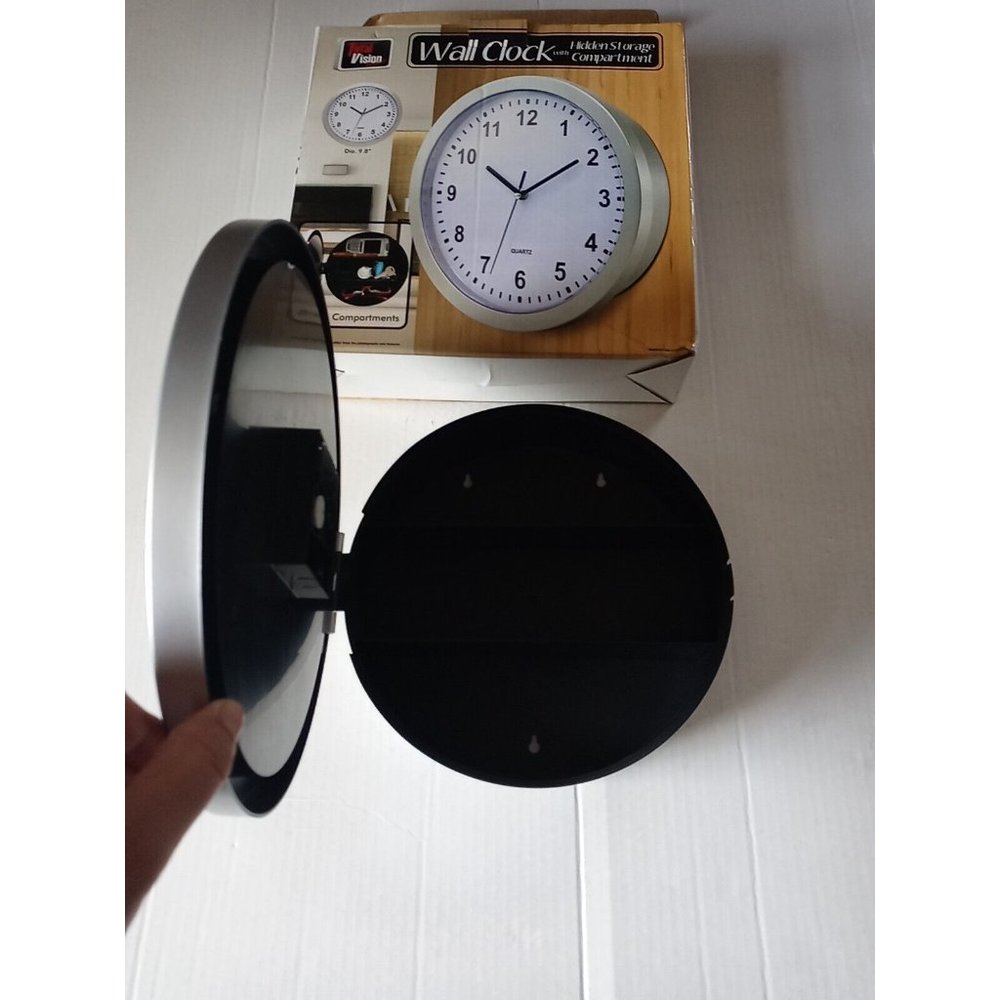 Wall Clock With Hidden Safe Compartment Secret Storage Valuables Cash Box - Picture 10 of 13